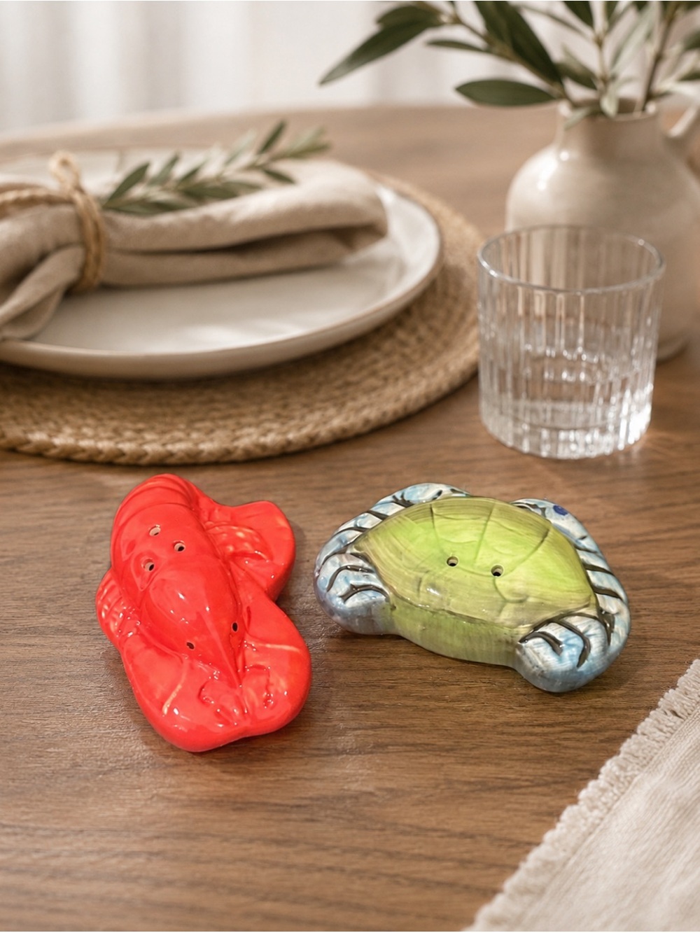 Lobster & Crab Salt & Pepper Shakers Hand Painted Ceramic Coastal Beach Decor